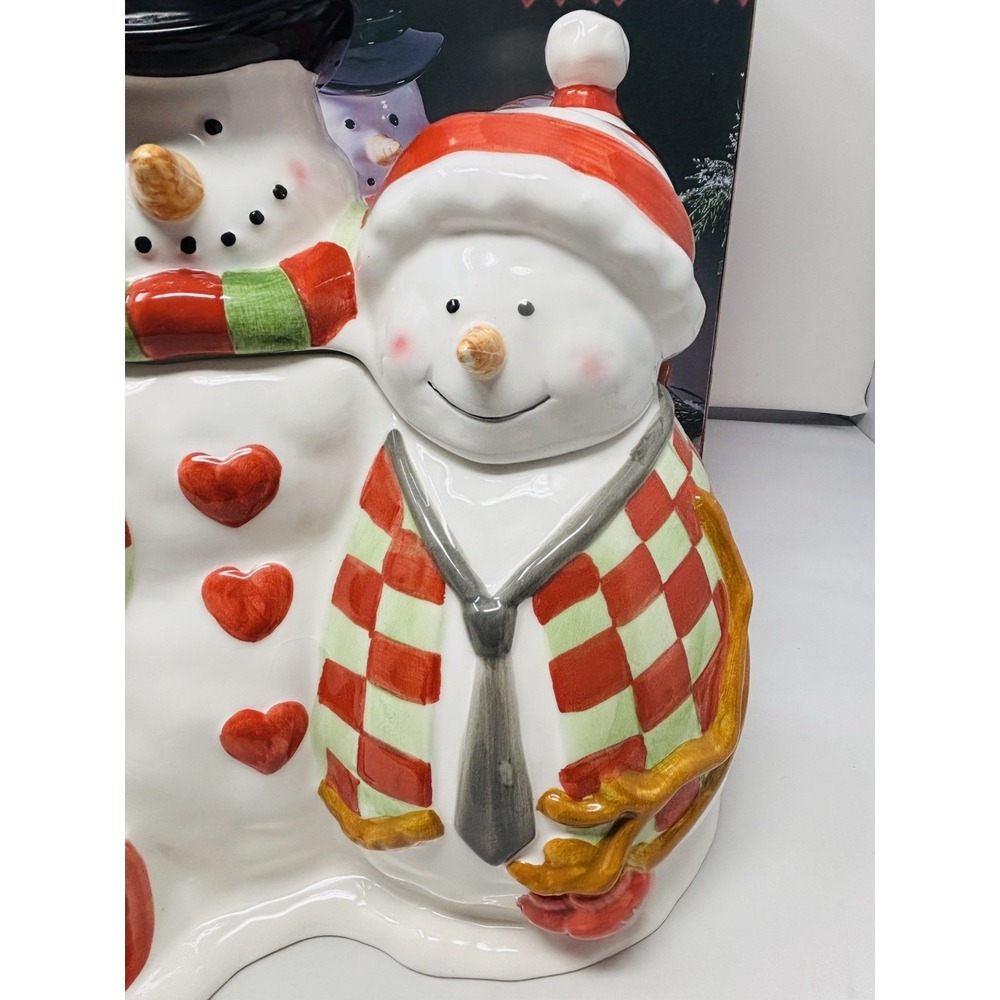 Jolly Snow Men Cookie Jar Let It Snow 1999 Home Trends New In Box Christmas - Picture 4 of 16